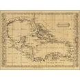thumbnail image 2 of World Map 18x15 Black Ornate Wood Framed with Double Matting Museum Art Print Titled - West Indies 1806, 2 of 4