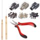 thumbnail image 1 of Kit de extensión de cabello, alicates, gancho para tirar, dispositivo de cuentas, kits de herramientas y 1500 piezas de microanillos forrados de silicona (cuentas negras, rubias y marrones) JFHHH pequeña, 1 of 5