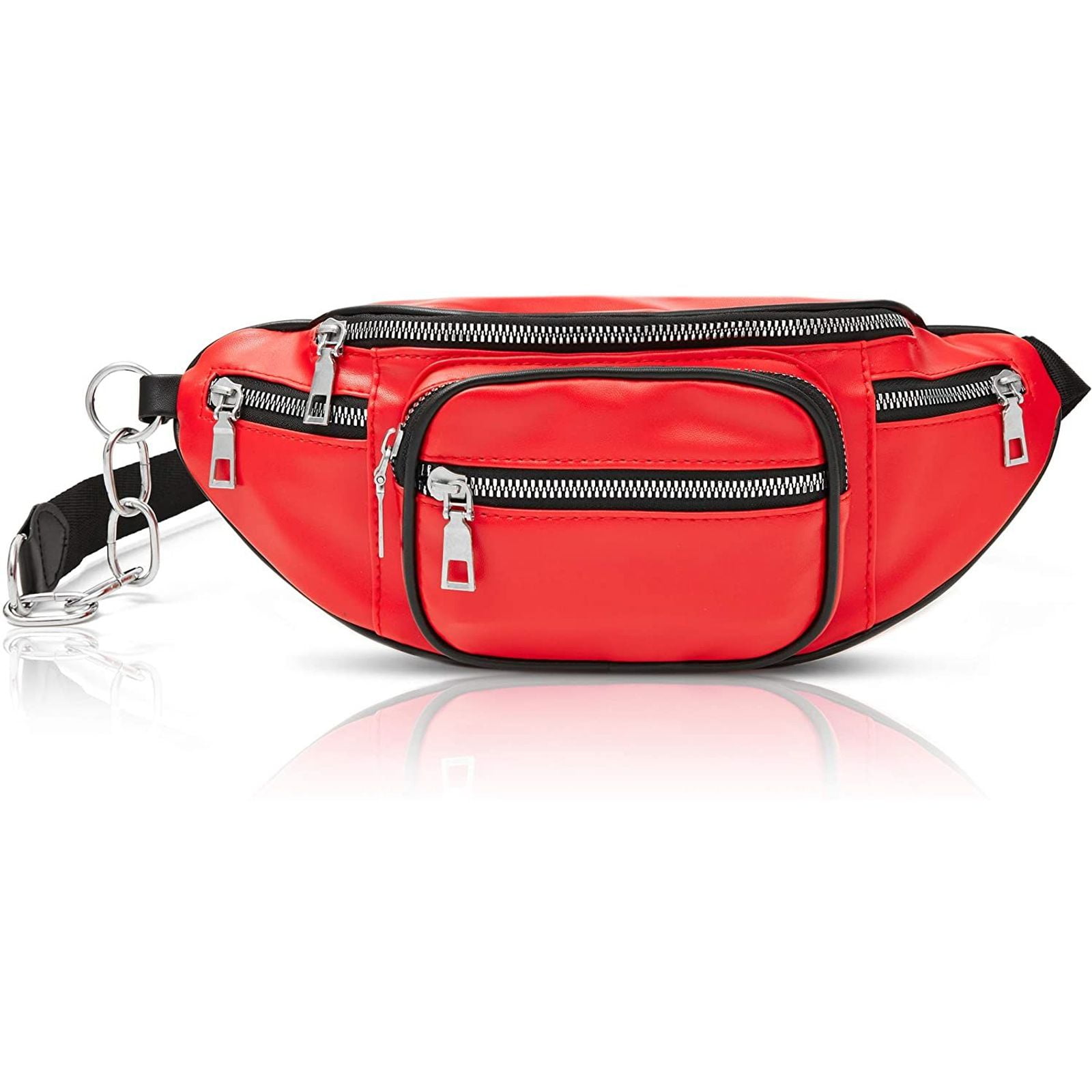 Hot Hight Quality Fashion Female PU Leather Waist Bags Travel Packs Black Red Women Money Belt Bag 