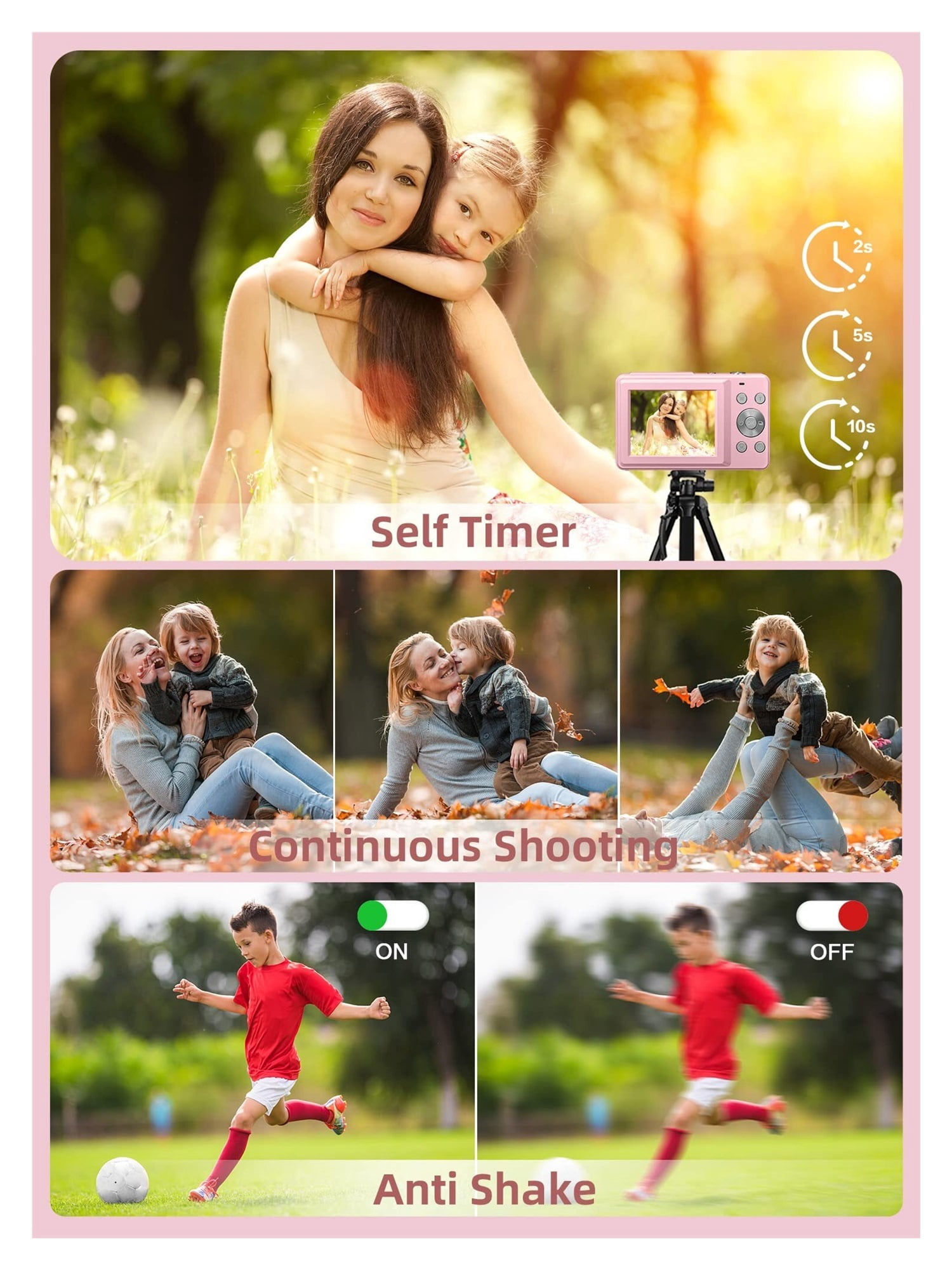 Digital Camera, FHD 1080P Camera, Digital Point and Shoot Camera with 16X Zoom Anti Shake, Compact Small Camera for Boys Girls Kids
