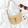thumbnail image 1 of Bolsa de hombro para mujeres tejidas a mano bolso de bolso femenino para trabajos de cumpleaños de verano beige, 1 of 9