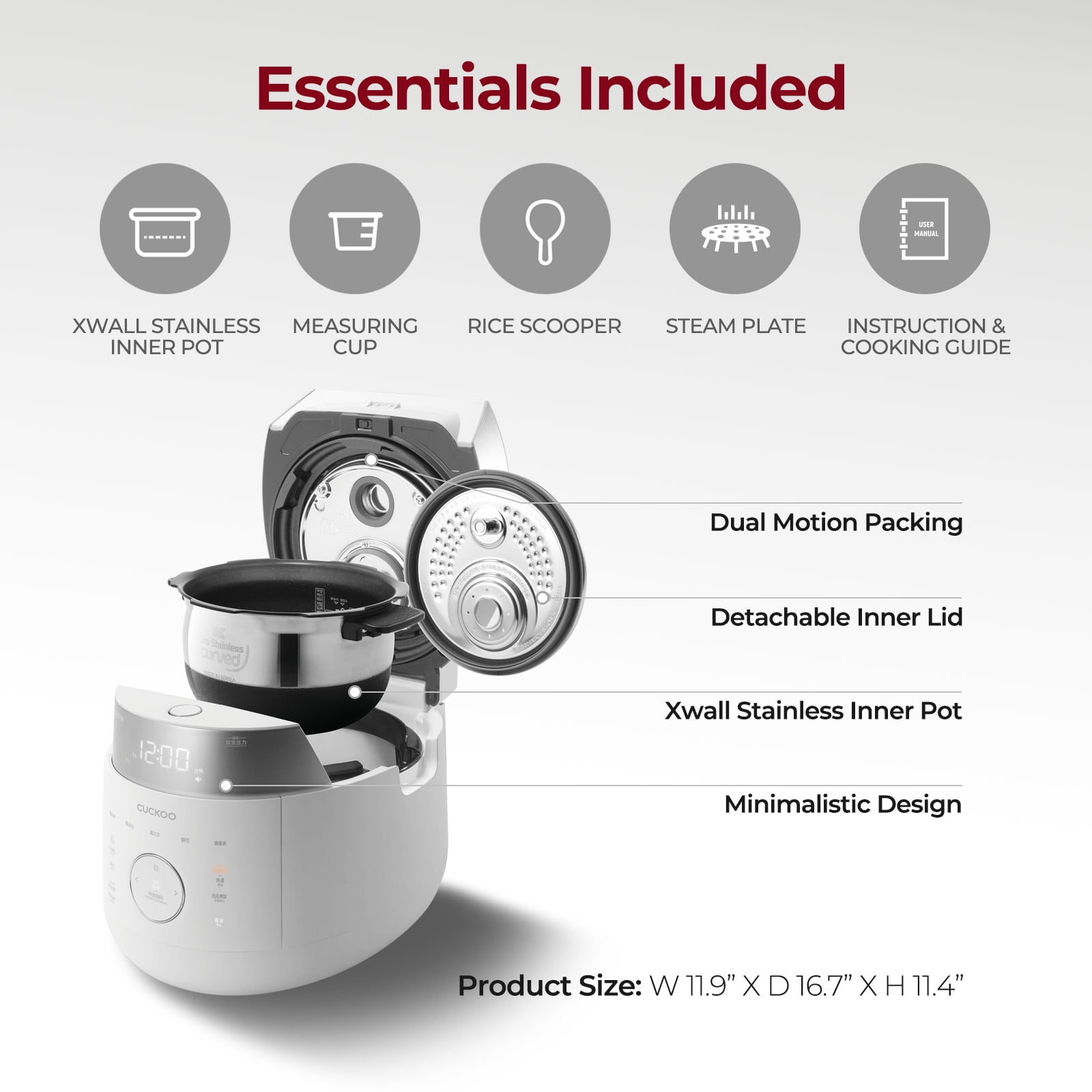 CUCKOO Twin Pressure Rice Cooker 10-Cup Uncooked / 20-Cup Cooked with Induction Heating Technology, 25 Menu Modes with Voice Guide, Large Rice Maker Multi-Cooker & Pressure Cooker (CRP-LHTR1009FW)