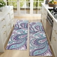 thumbnail image 4 of Kitchen Rugs Sets Of 2,Purple and Teal Paisley and Floral Pattern Anti Fatigue Kitchen Mat Rugs Non Slip Washable,Decorative Kitchen Floor Mats for Kitchen,Sink,Laundry,17"X47", 4 of 5