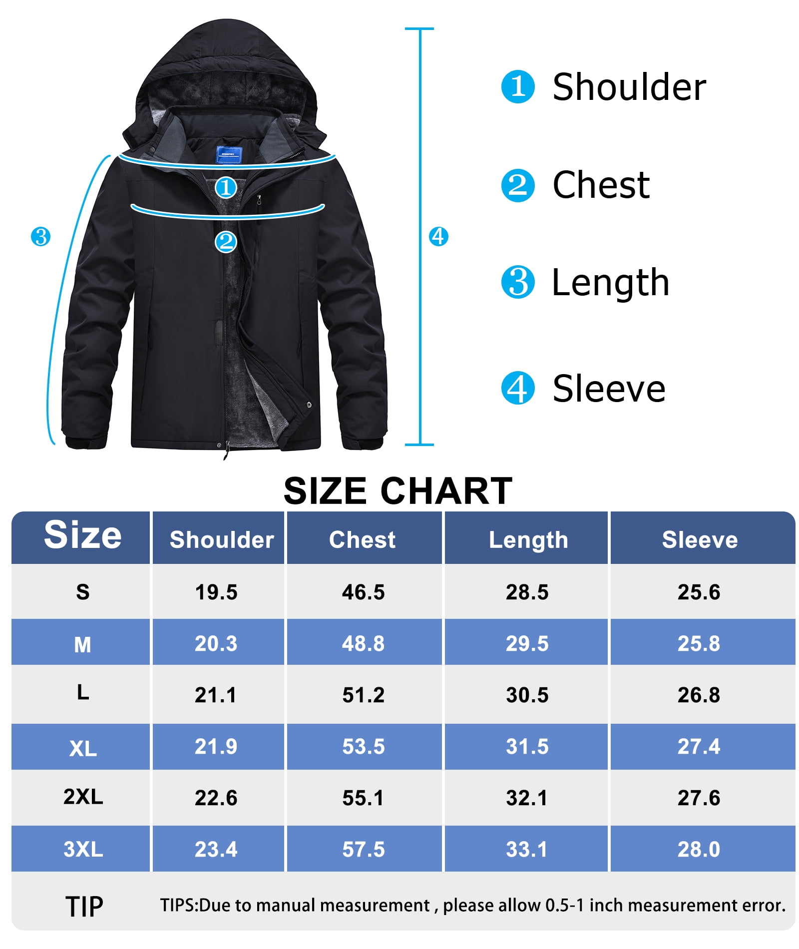 Lavenicole Men's Waterproof Ski Jacket Fleece Lined Warm Winter Snow Coat Mountain Windbreaker Hooded Raincoat