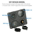 thumbnail image 2 of 4 in 1 Charger Socket Panel, 12V 4.2A Dual USB Charger Socket Power Outlet & LED Voltmeter & Cigarette Lighter Socket & LED Lighted ON Off Rocker Toggle Switch for Car Marine Boat RV Truck,Green, 2 of 7