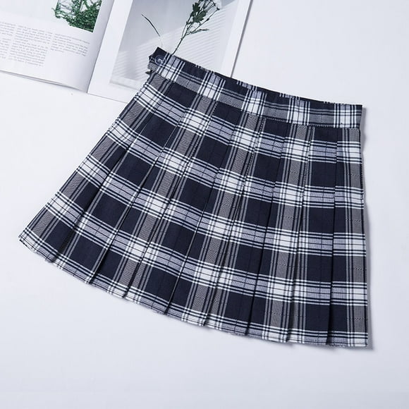 CPOKRTWSO Women's Mini Skirt Preppy Style Plaid Skirts High Waist Chic Pleated Skirt Harajuku Uniforms Skirts