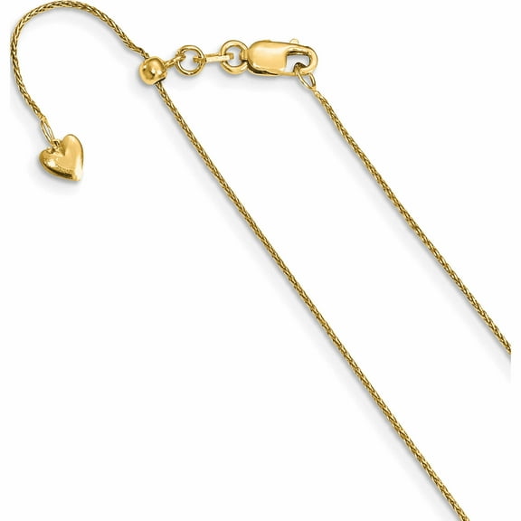 14K Yellow Gold Jbsp's Adjustable .8mm D/C Wheat Chain (30 X 0.75) Made In Italy 1226-30