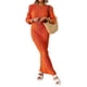 thumbnail image 1 of VISgogo Vestido Largo Plisado para Mujer, Adultos Slim-fit Color Sólido Cuello Redondo Manga Larga Una Pieza VISgogo moda, 1 of 6