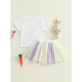 thumbnail image 6 of Toddler Baby Girl Easter Outfit 6 12 18 24 Months 2T 3T 4T Rainbow Embroidery Short Sleeve T-Shirt with Tulle Skirt 2 Pcs Clothing Set, 6 of 9