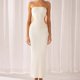 thumbnail image 3 of Vestido Largo Sin Tirantes Vestido largo ajustado para mujer Vestido de verano ahuecado Traje de calle (Blanco S) Kuymtek para Mujer Blanco T S, 3 of 6