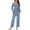 Light Blue, variant on Aoujea Save up to 50% Womens Sets Long Sleeve Plus Size Pajamas for Women Comfy Fashion And Casual Loose Printed Round Neck Button Up Long Sleeved Pants Pajama Set Gift for Women