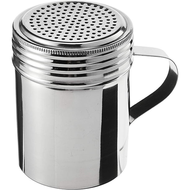 Stainless Steel Dredges Shaker with Lid Cover, Salt Shaker with Handle, 10Ounce Large Flour