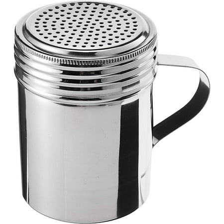 

Stainless Steel Dredges Shaker with Lid Cover Salt Shaker with Handle 10-Ounce Large Flour Shaker Duster for Powdered Sugar