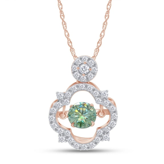 Blue & White Moissanite Necklace 1CT D Color 18K Rose Gold Plated 925 Sterling Silver Moissanite Dancing Pendant Floating Diamond Necklaces for Women Mothers Necklace