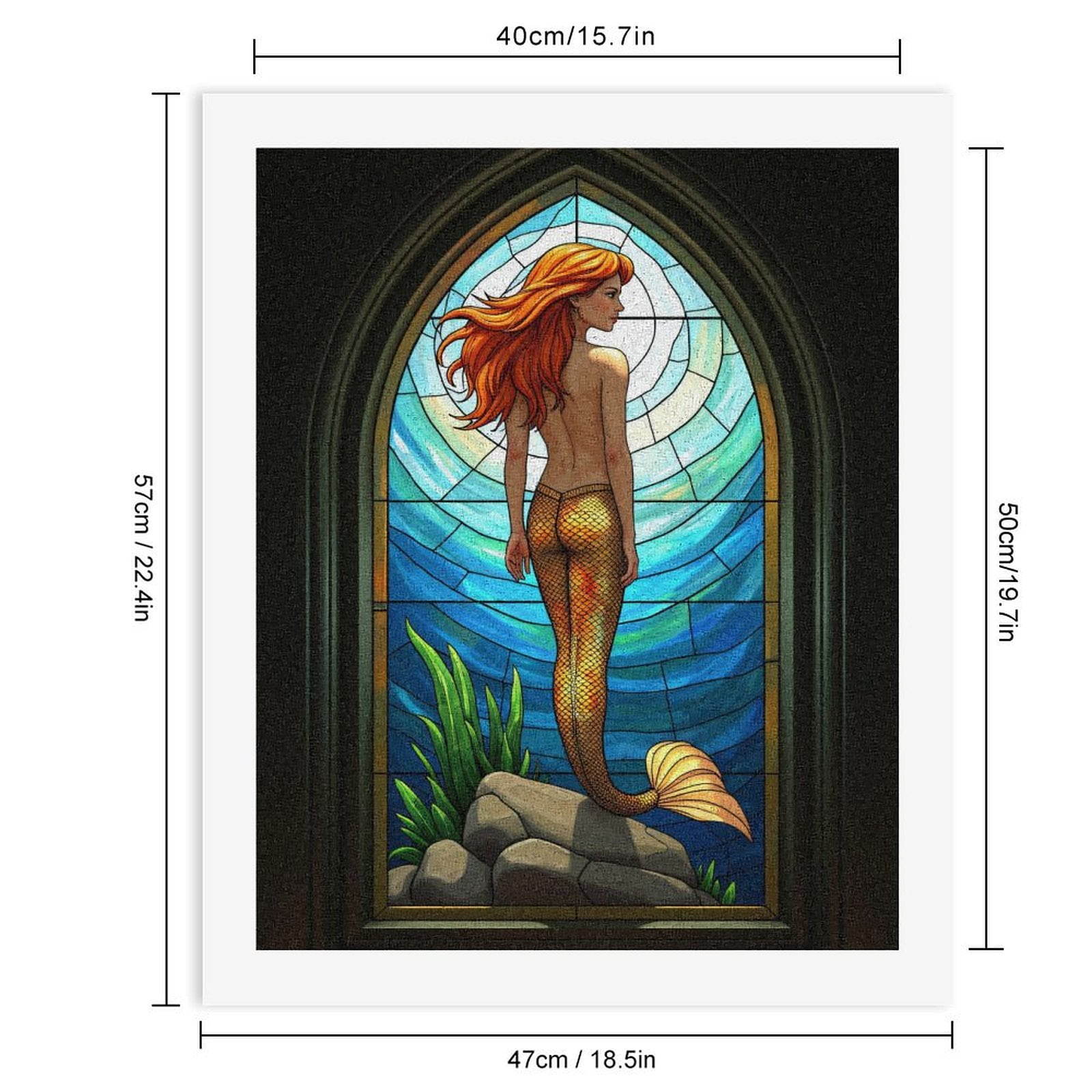 Paint By Numbers Kit for Adults Beginner - DIY Mermaid Stained Glass Art Panel Canvas Painting Kits for Adults, Frameless Paint By Number for Adults for Home Wall Decor 16x20 Inch