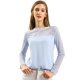 thumbnail image 2 of INSPIRAR CHIC Blusas Casual de Cuello Redondo para Mujeres con Encaje Floral de Manga Larga de Chiffon Tallas L Azul Claro, 2 of 8