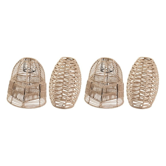 4x Retro Style Pendant Lamp Shades Fixture Wicker Paper Rope Ceiling Light Shade