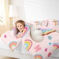 thumbnail image 4 of Manfei Monogrammed I Theme Queen Comforter Set,3D Cartoon Clouds Bedding Sets,Colorful Bow Rainbow Bedding Comforter Set For Girl Teens,Ultra Soft Bedroom Decor Reversible,3 Pieces, 4 of 8