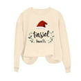thumbnail image 5 of Ounisa Women Christmas Fleece Sweaters Long Sleeve Crewneck Blouse Pullover Christmas Hat Graphic Sweatshirts Holiday Graphic Shirts, 5 of 6