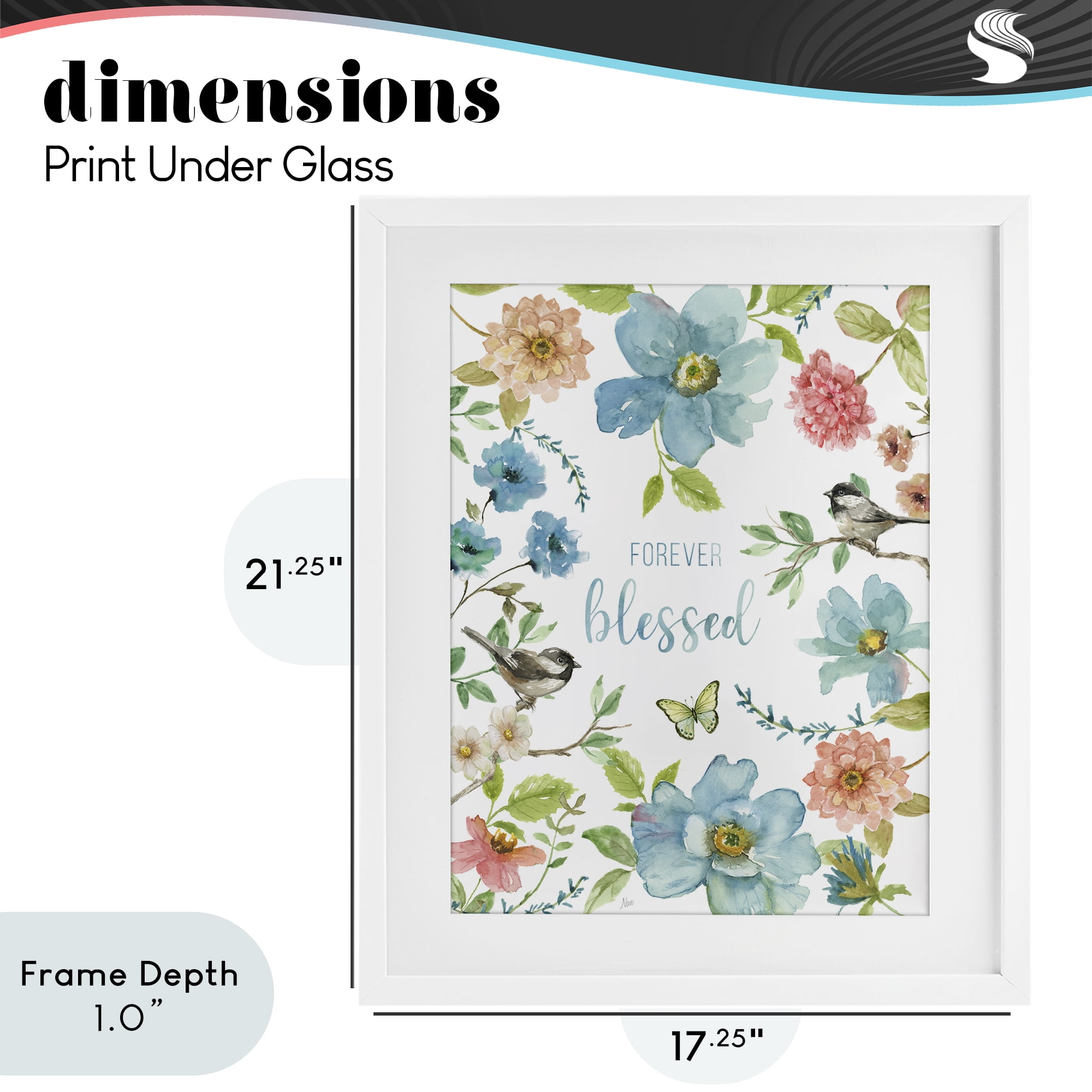 Stupell Industries Forever Blessed Pink & Blue White Framed Print Under Glass, design by Nan