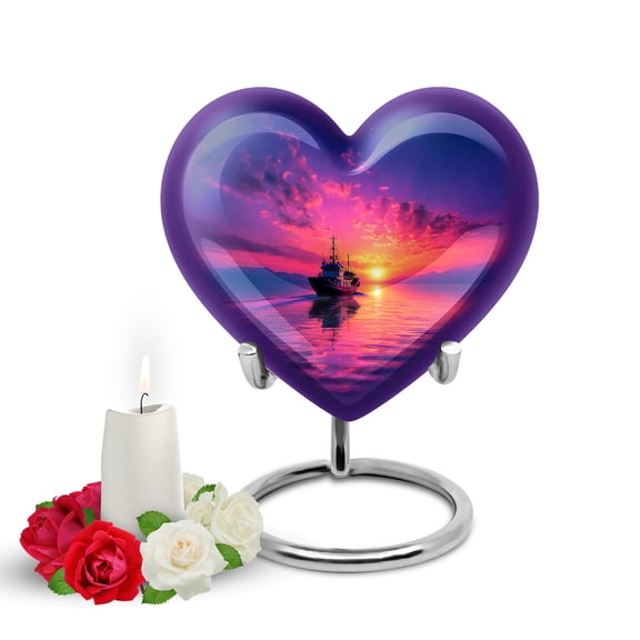 Yatskia Sailing Ship Urn for Ashes for Women, Decorative Urns for Human Ashes Adult Man, Memorial Urns for Adult Ash, (Heart Pack of 1, 3 Inch)