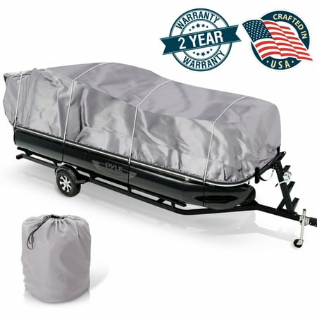 PYLE PCVHP442 - Armor Shield Trailer Guard Pontoon Boat Cover 25'-28'L Beam Width to (Best Pontoon Boat Cover)