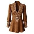 thumbnail image 4 of DailyTrove Women's Long Sleeve V-Neck Bodycon Mini Dress - Suede Look Casual Dress with Pockets for Fall & Winter, 4 of 6
