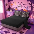 thumbnail image 3 of Homewish Halloween Pink Bat 7-Piece Twin Bedding,Floral Vine Print Bedding Comforter Set,Black Blush,Black Reversible, 3 of 8