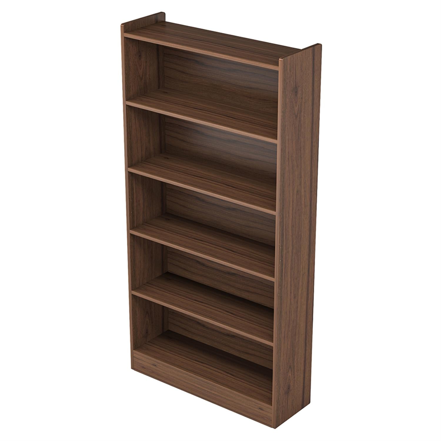 Demi Bonn Wood Bookcase, 72" Tall Bookshelf with Open Storage Shelves, 5-Tier Bookshelf for Bedroom, Living Room, Brown