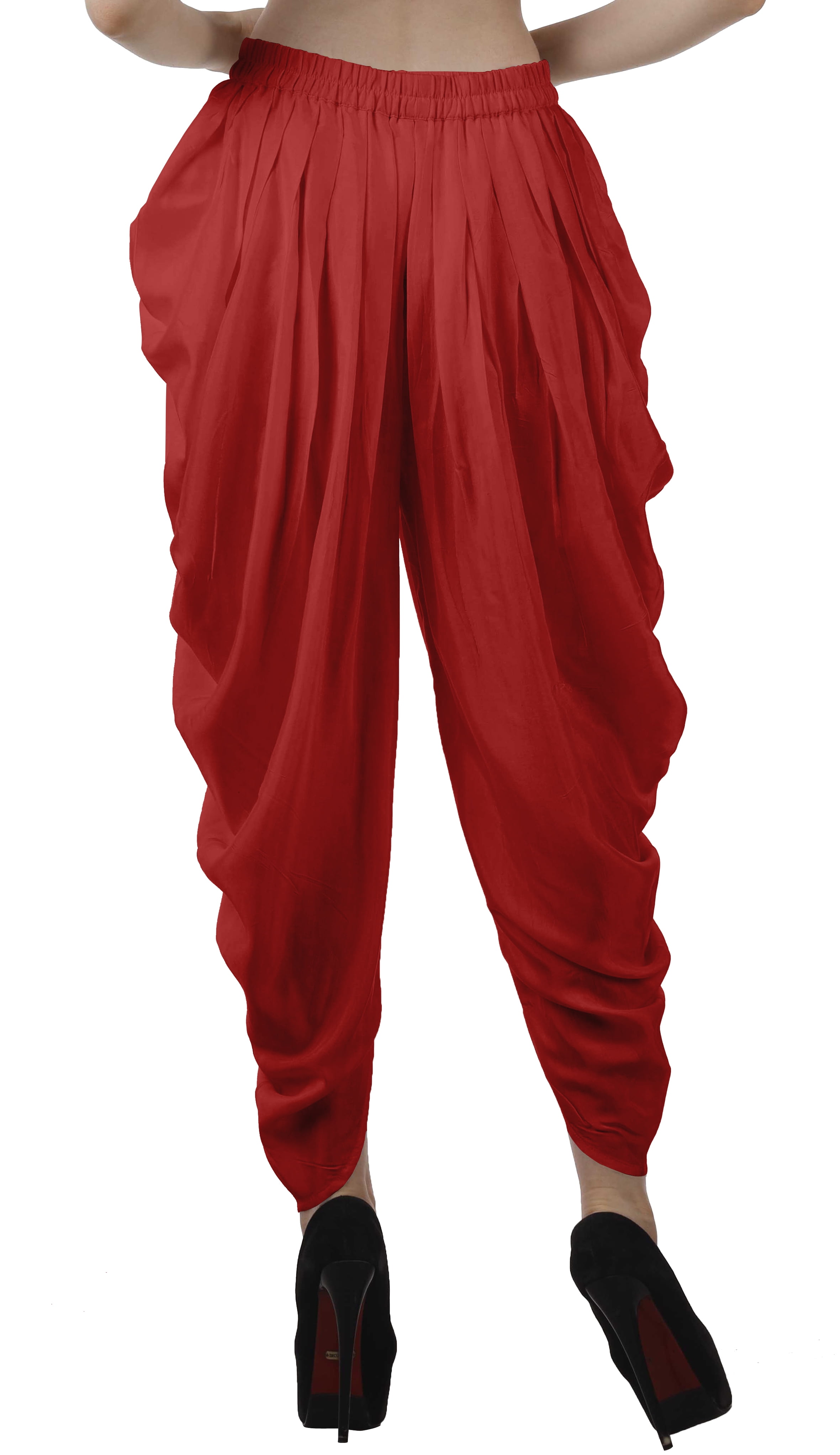 Moomaya Solid Punjabi Patiala Salwar Dhoti Pants For Women Elastic Waist Relaxed Baggy Trousers