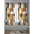 thumbnail image 4 of Orange Modern Geometric,Curtains 63 Inch Length,Sheer Curtains for Bedroom Living Room Window Abstract Watercolor Semicircle Rod Pocket Drapes Kitchen Curtains Small Half Window 42"x63" 2 Panels, 4 of 7