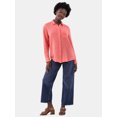 thumbnail image 2 of Time and Tru Women's Double Cloth Cotton Shirt with Long Sleeves, Sizes XS-XXXL, 2 of 5