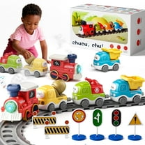 Dimoarch Toys for 1 2 3 Year Old Boy Girl, Train Set Toy for Toddlers, Electric Train Car Track Play Set with Steam, Light & Music, Christmas Birthday Gifts