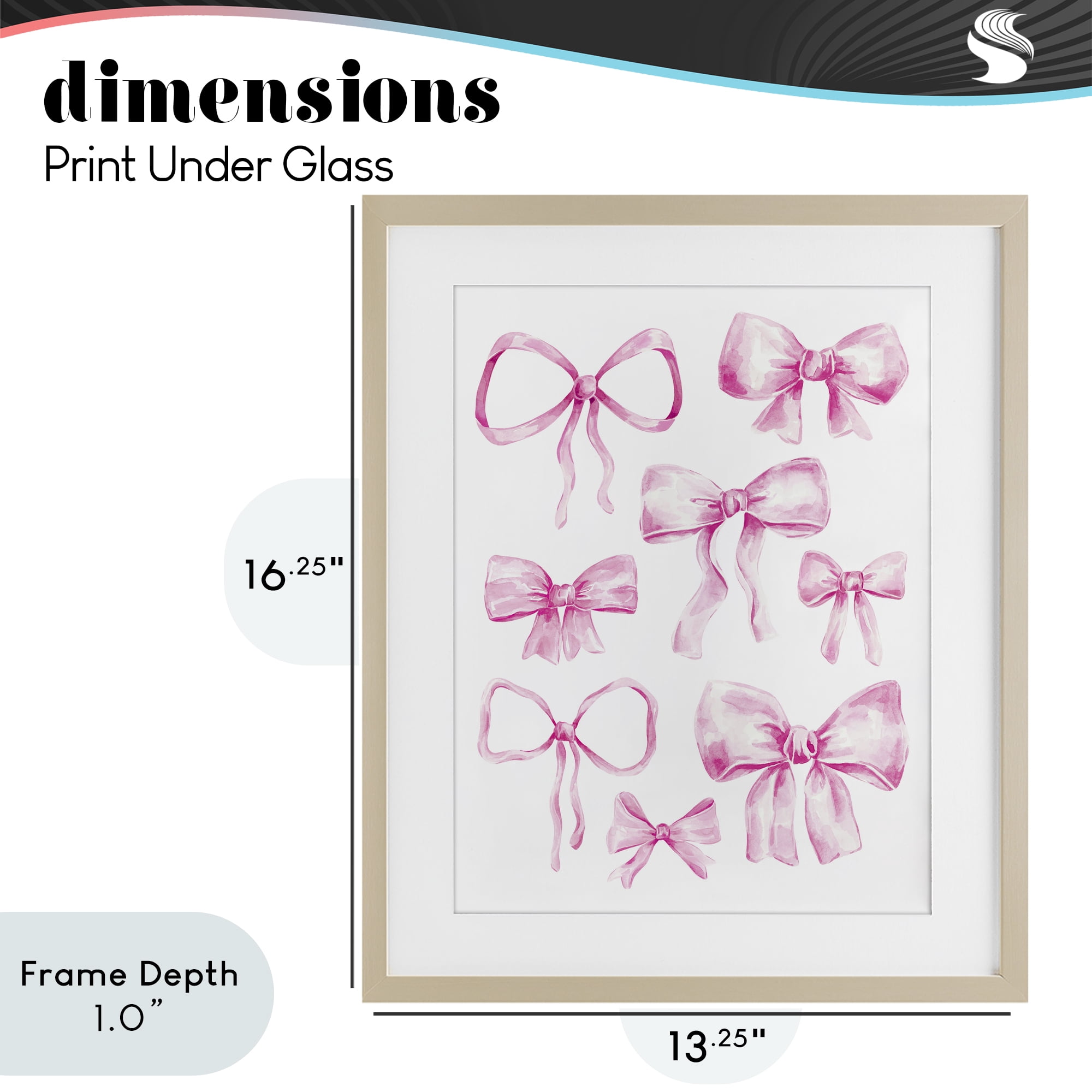 Stupell Industries Coquette Bow Collection Birch Framed Print Under Glass, design by Bethany Sandoval