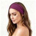 thumbnail image 2 of Workout Headbands For Women's Athletic Non Slip Solid Color Stretchy Sweatbands Running Yoga Fitness Sports Hair Bands (Free Size, Purple), 2 of 5