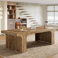 thumbnail image 1 of Tribesigns 70.9" Executive Office Desk with Arched Design, Large Wood Grain Computer Desk for Home Office, Modern Writing Table Workspace, 1 of 5