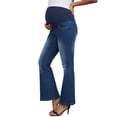 thumbnail image 4 of INSPIRE CHIC Women's Maternity Jeans Bootcut Leg Ripped High Stretchy Over the Belly Pregnant Flare Denim Pants Casual XL Deep Blue, 4 of 6