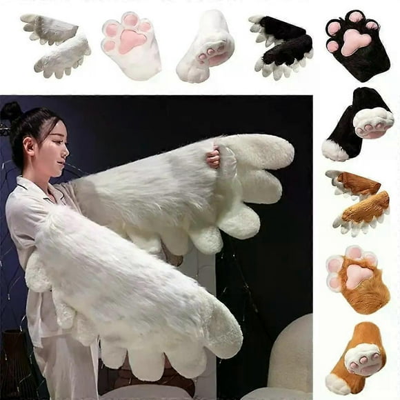 Gants en Fourrure Matériau Moelleux Style Ours Style Chat Ailes Géantes Portables Design Mignon Jouets en Peluche Jeu de Rôle