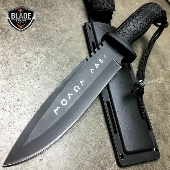 12" Hunting FIXED BLADE SPARTAN KNIFE Camping Outdoors BLACK