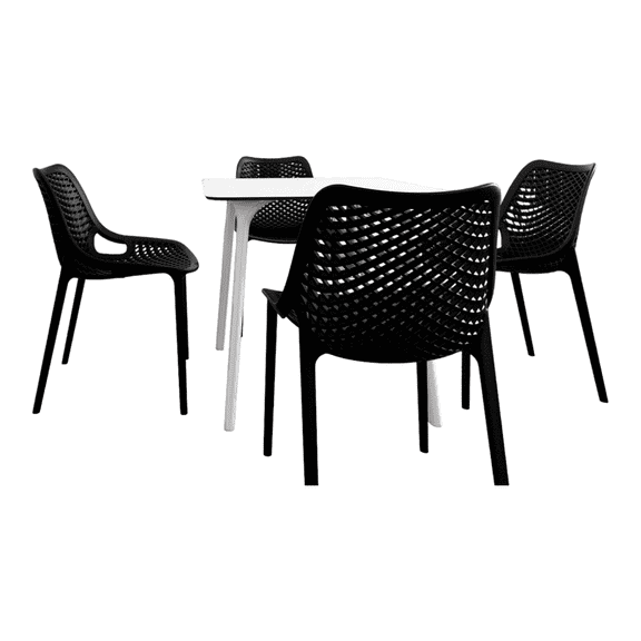 Luxury Commercial Living 5-Piece White and Black Square Dining Set 32.25"