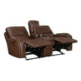 thumbnail image 5 of Pemberly Row Faux Leather Double Glider Manual Reclining Loveseat in Brown, 5 of 10