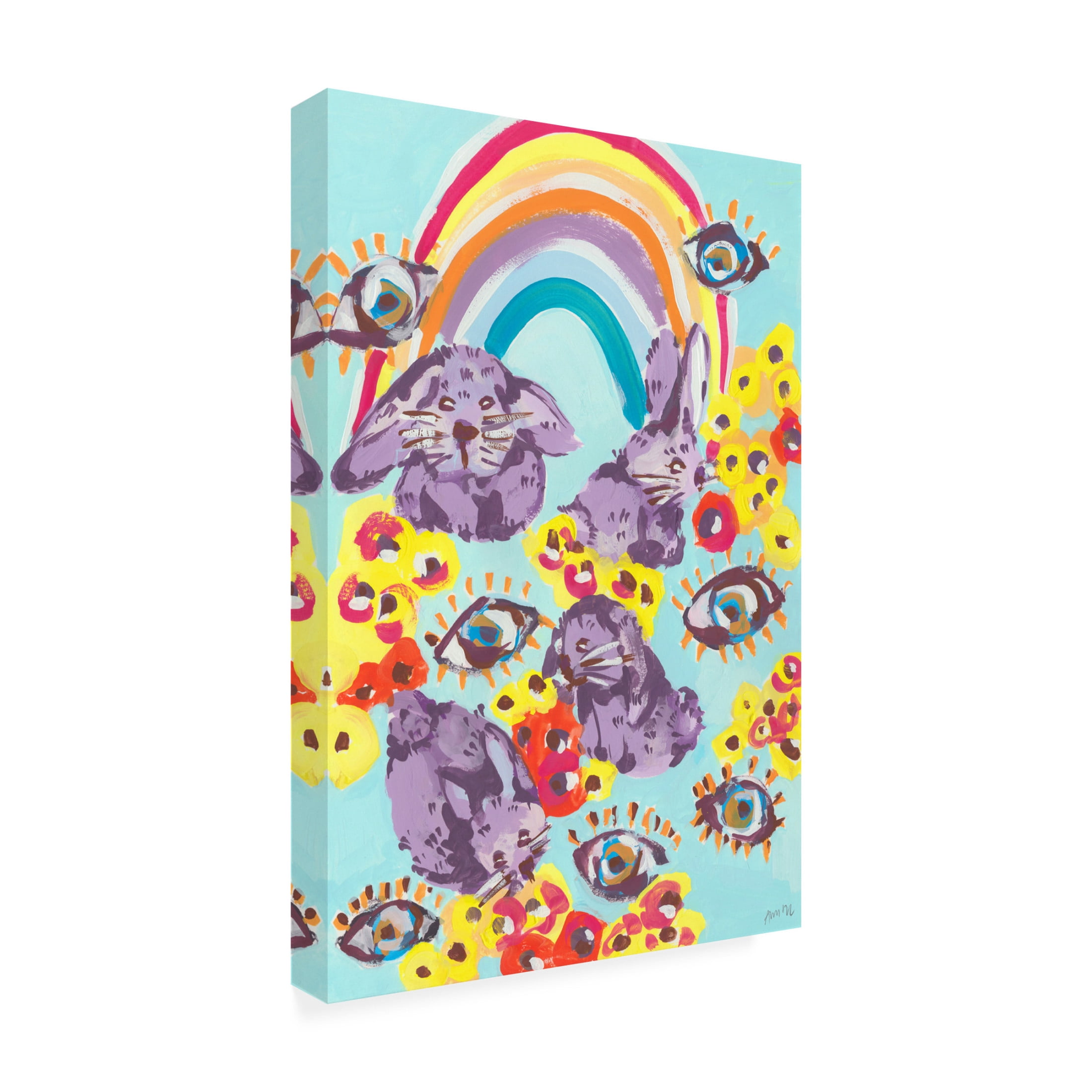 Trademark Fine Art Ania Zwara Violet Bunnies Having Fun Canvas Wall Art