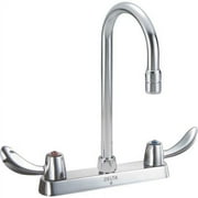 Delta 26C3942 Commercial Ceramic Disc Kitchen Faucet with Gooseneck Spout and Vandal Resistant Hooded Blade Handles, Chrome