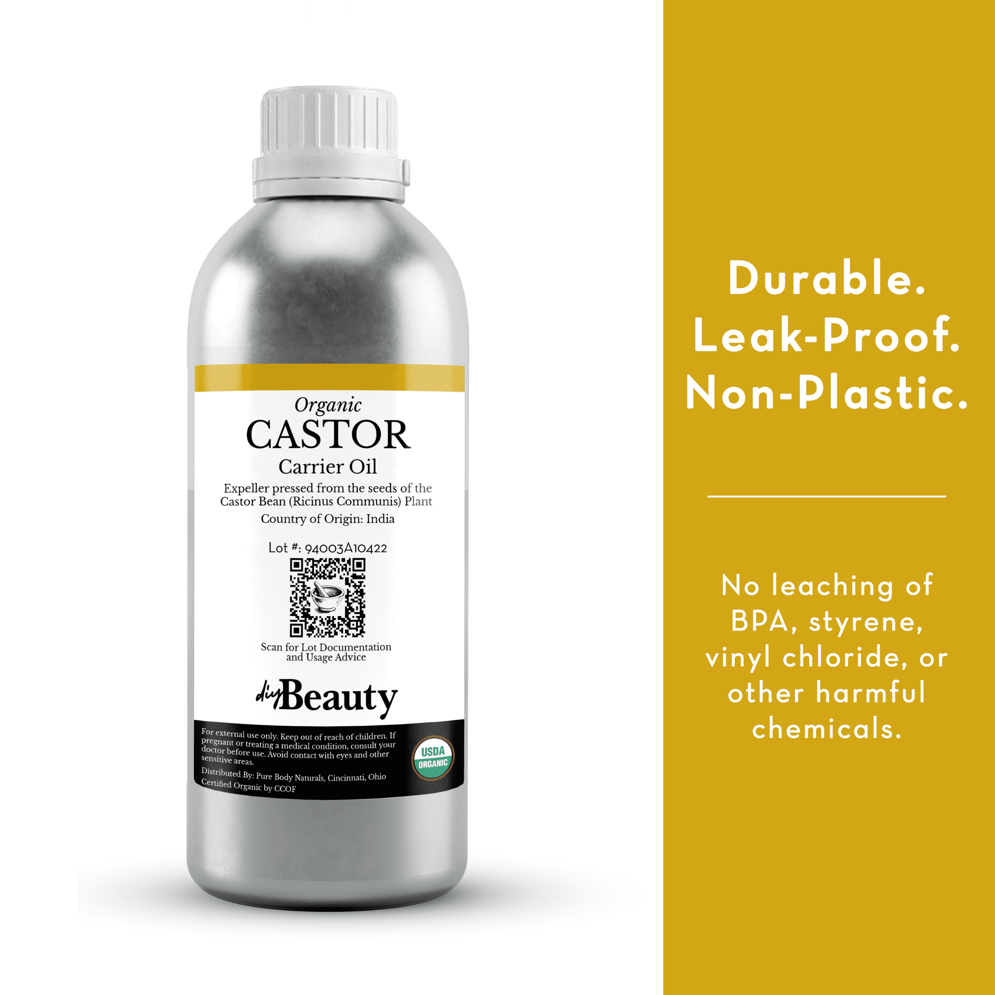 Castor Oil 32 fl oz - 100% Undiluted - Eyelashes, Eyebrows, and Hair by DIYBeauty
