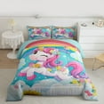thumbnail image 2 of Castle Fairy Cute Unicorn 3 Pieces Queen Comforter Set for Kids Children Teens,Magical Horse Ultra Soft Bedding Sets,Floral Flowers Rainbow Bedding Comforter Set Breathable,Breathable Home Decor, 2 of 8