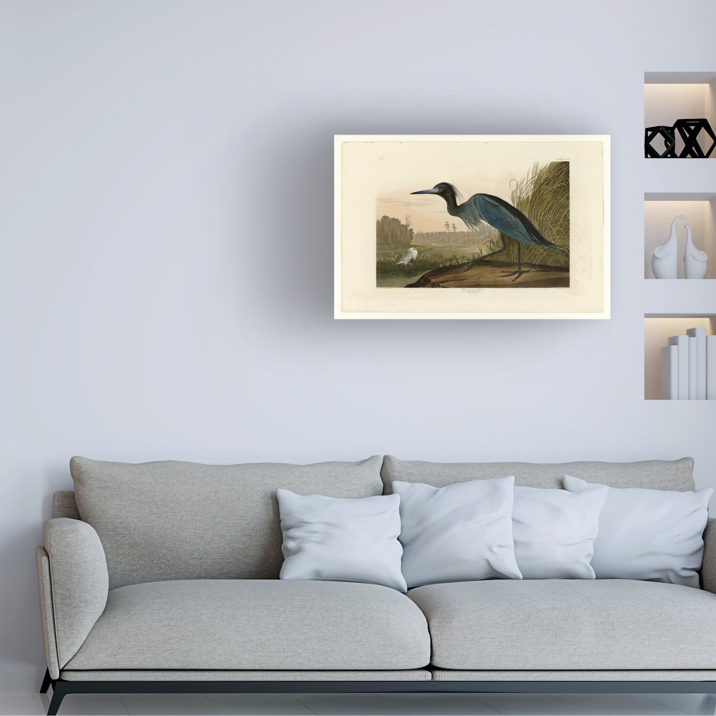 John James Audubon 'Blue Crane or Heron' Canvas Art