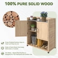 thumbnail image 4 of YODOLLA Potting Bench, Wooden Outdoor Storage Cabinet with Adjustable Shelf, Patio Storage with Metal Tabletop, Potting Table for Garden, Patio and Lawns, Natural Wood, 4 of 9