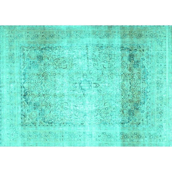 Ahgly Company Machine Washable Indoor Rectangle Persian Turquoise Blue Traditional Area Rugs, 5' x 7'