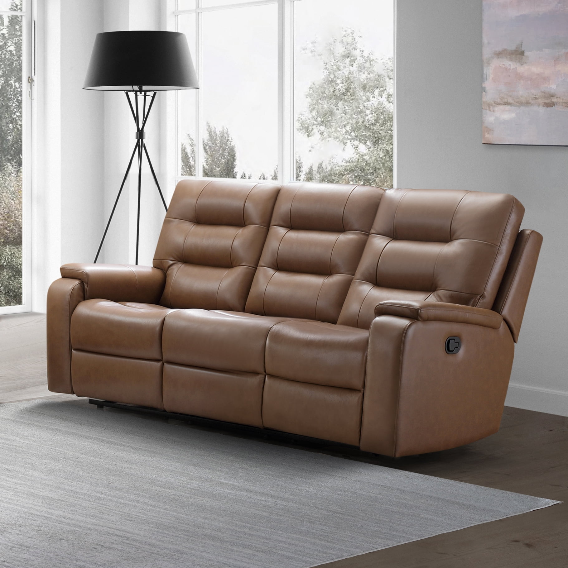 Devon & Claire Wyatt Premium TopGrain Leather Manual Reclining Sofa