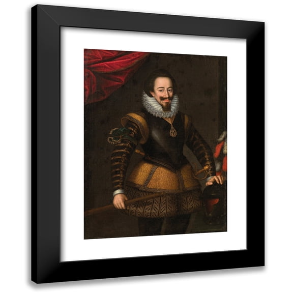 Court Painter of Savoy 11x14 Black Modern Framed Museum Art Print Titled - Portrait of Carlo Emanuele I of Savoy (First Quarter of the 17th Century)